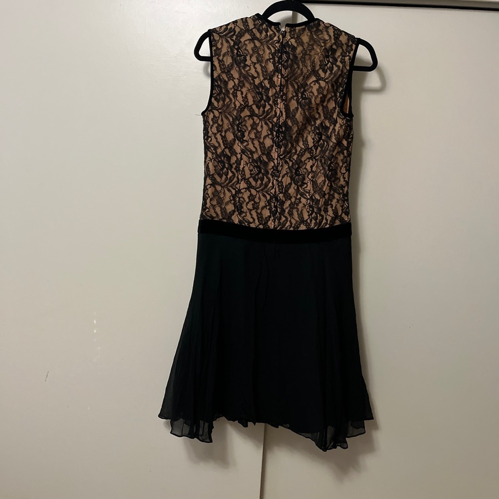 Gay Gibson Vintage 60s Black and Orange Midi Dress w attached velvet belt